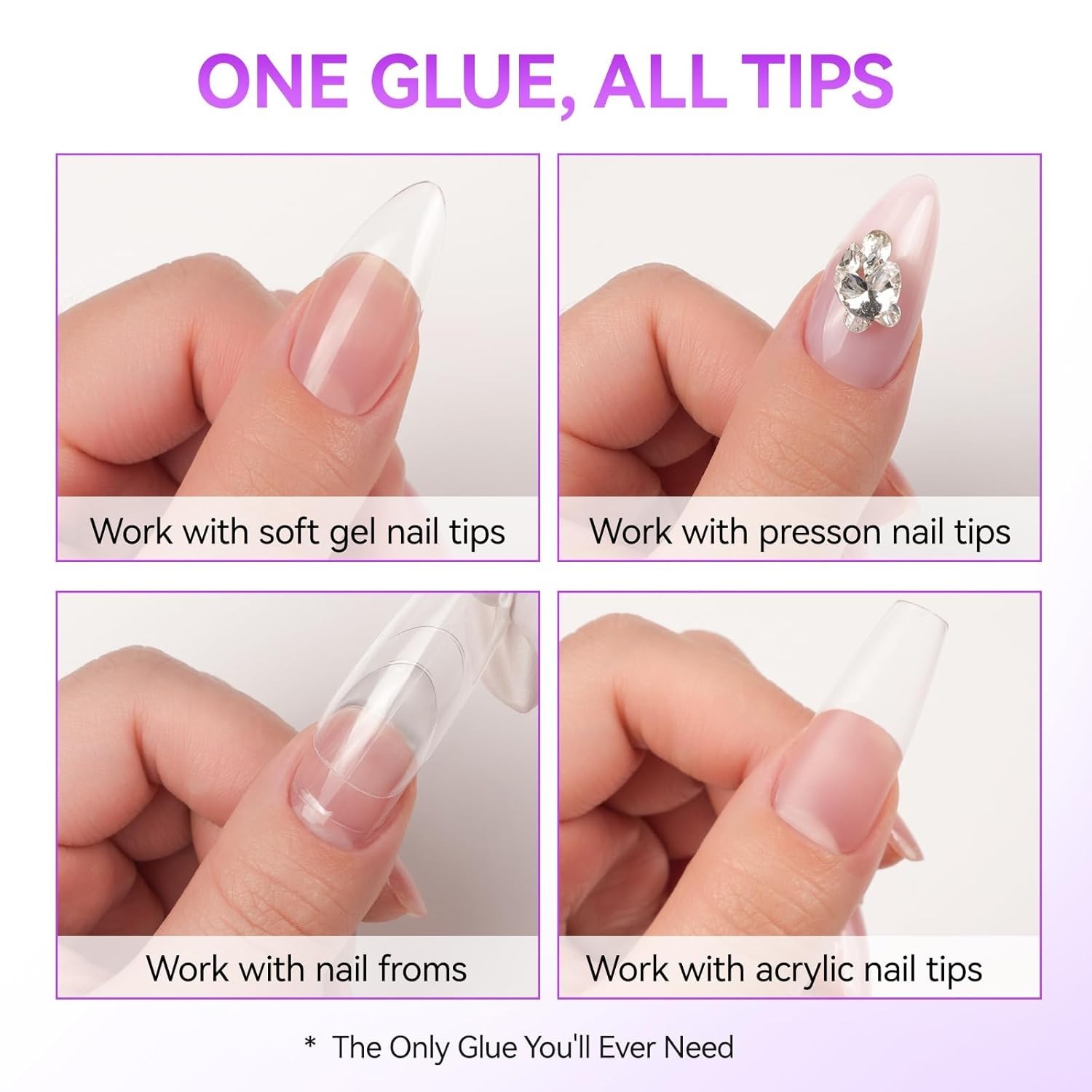 6 in 1 Nail Adhesive – Quick UV Curing, Waterproof & Easy Application