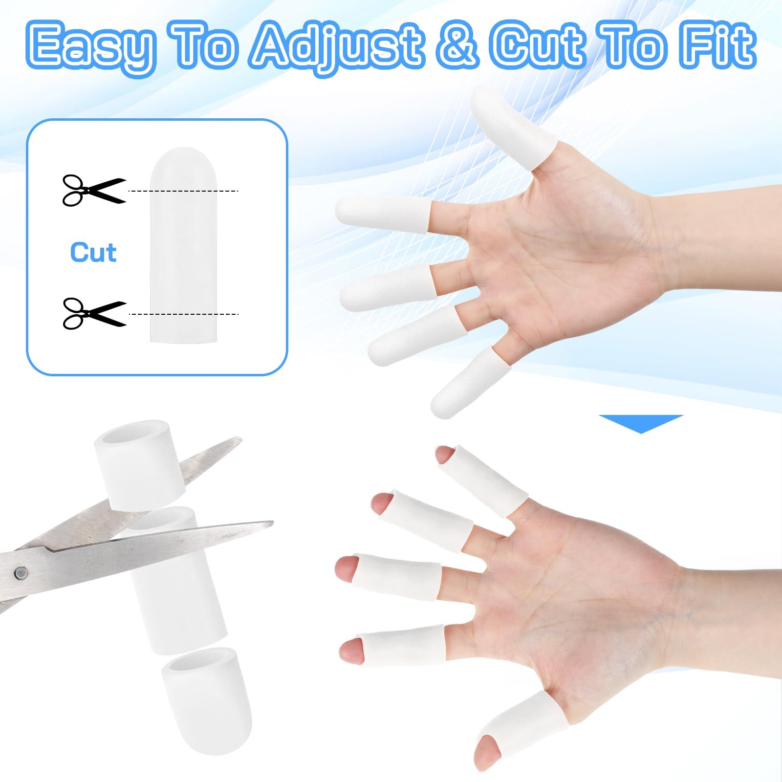 26Pcs Gel Finger Cots Silicone Finger Protectors Fingertip Bandages for Dry Skin