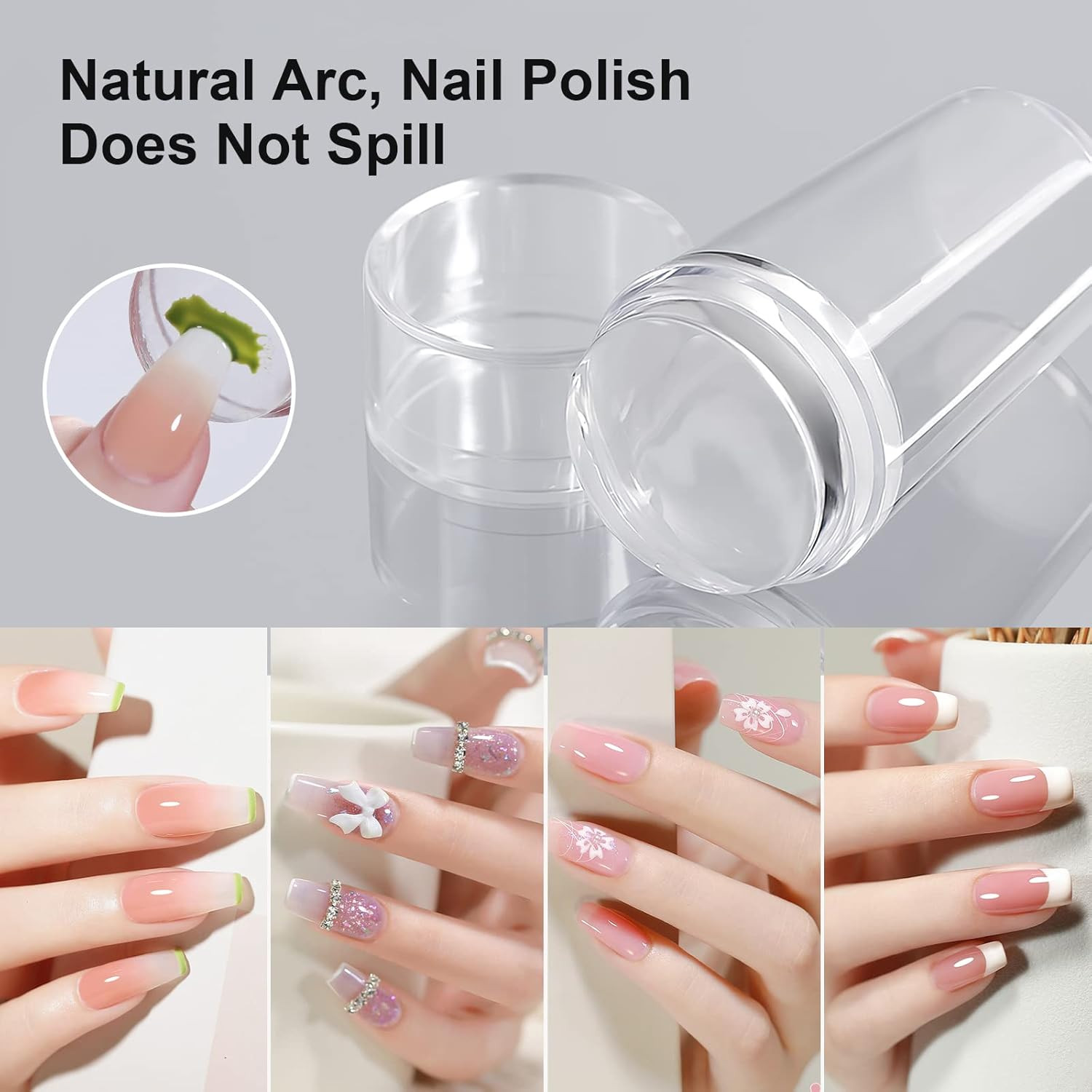 Estampador de unas silicona transparente con raspador Manicura corporal visible