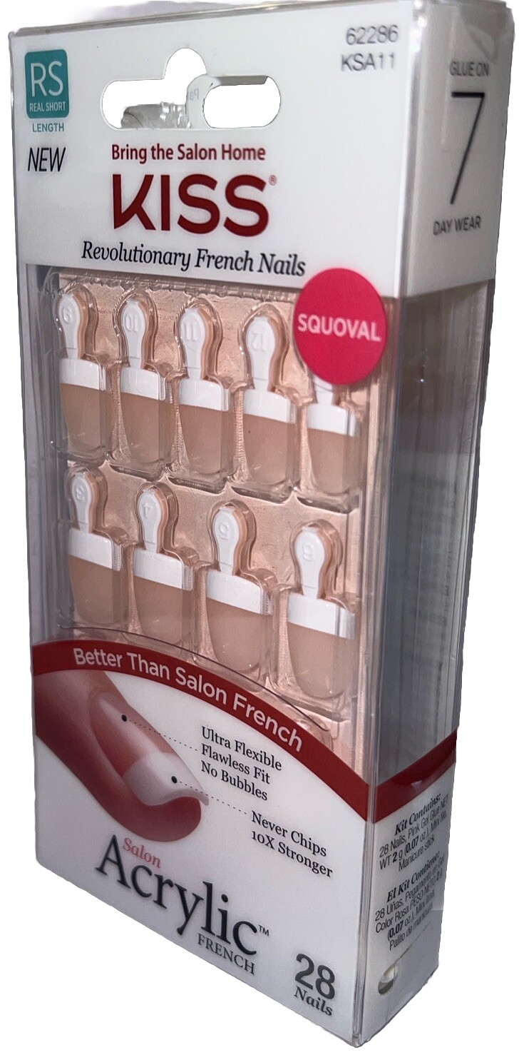 KISS Acrylic French 28 REAL SMALL Nails #62286 (New See Description & Photos)