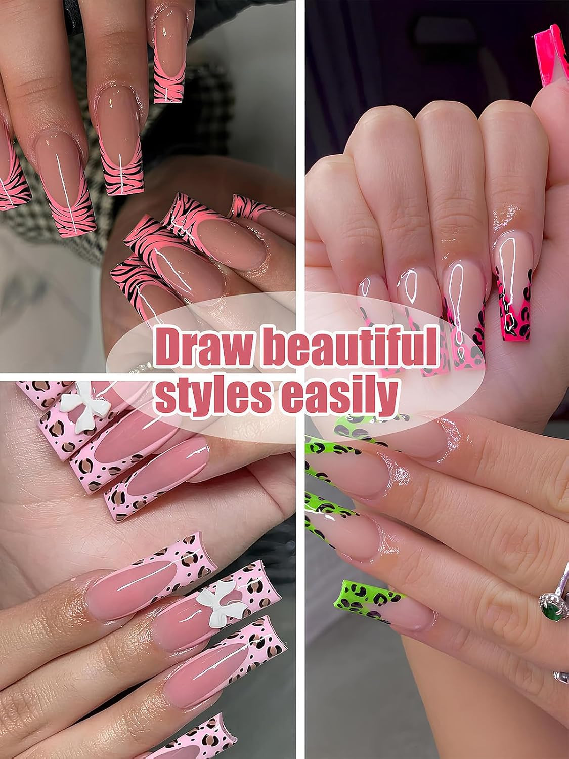 12 Colors Nail Art Pens, 3D Quick Dry Nail Point Graffiti Dotting Liner Pen Sets