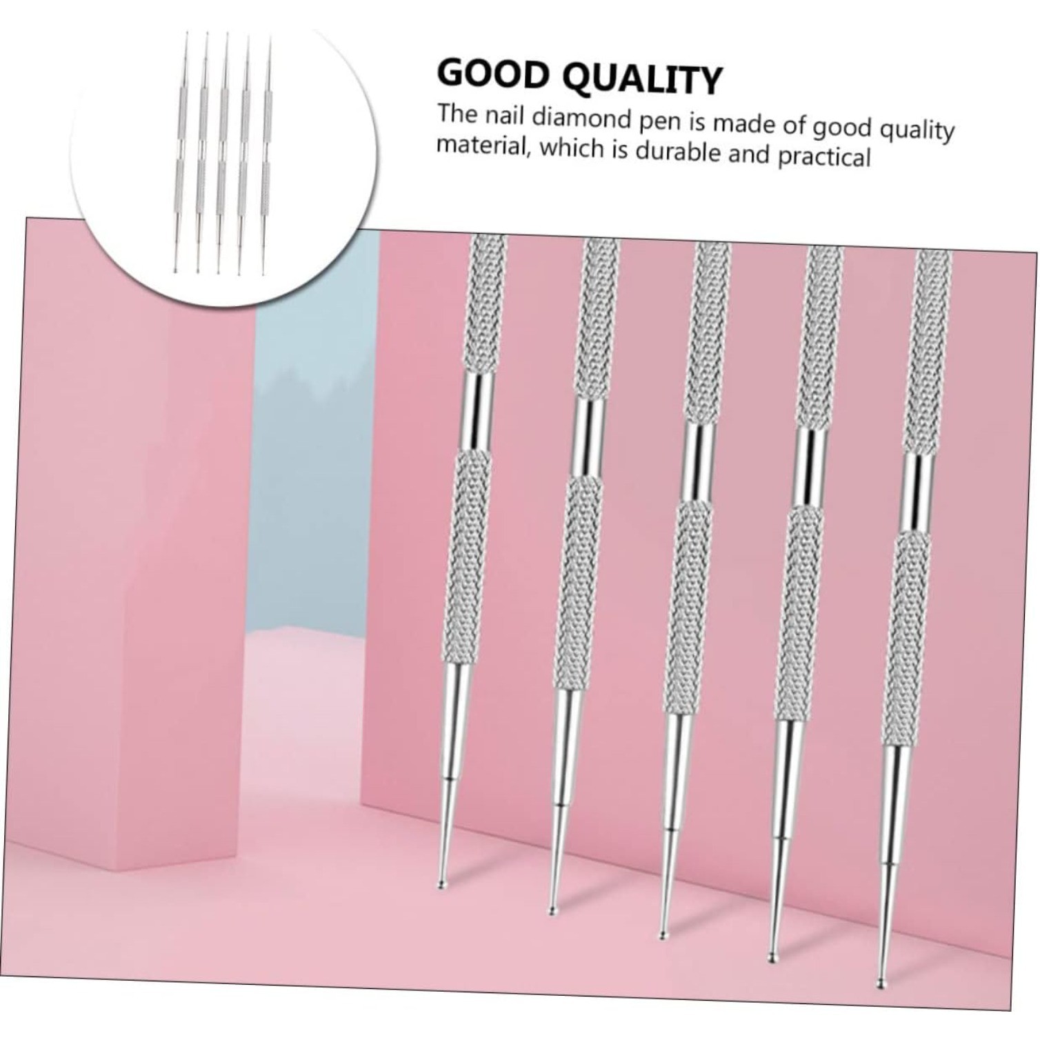 5pcs Stainless steel nail art pen double head type manicure drawing tools diy