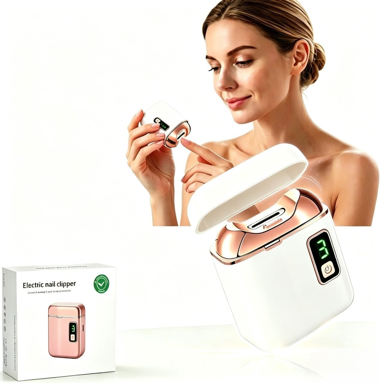 Electric Nail Clipper & Nail File – Automatic Baby Trimmer with LED Light,
