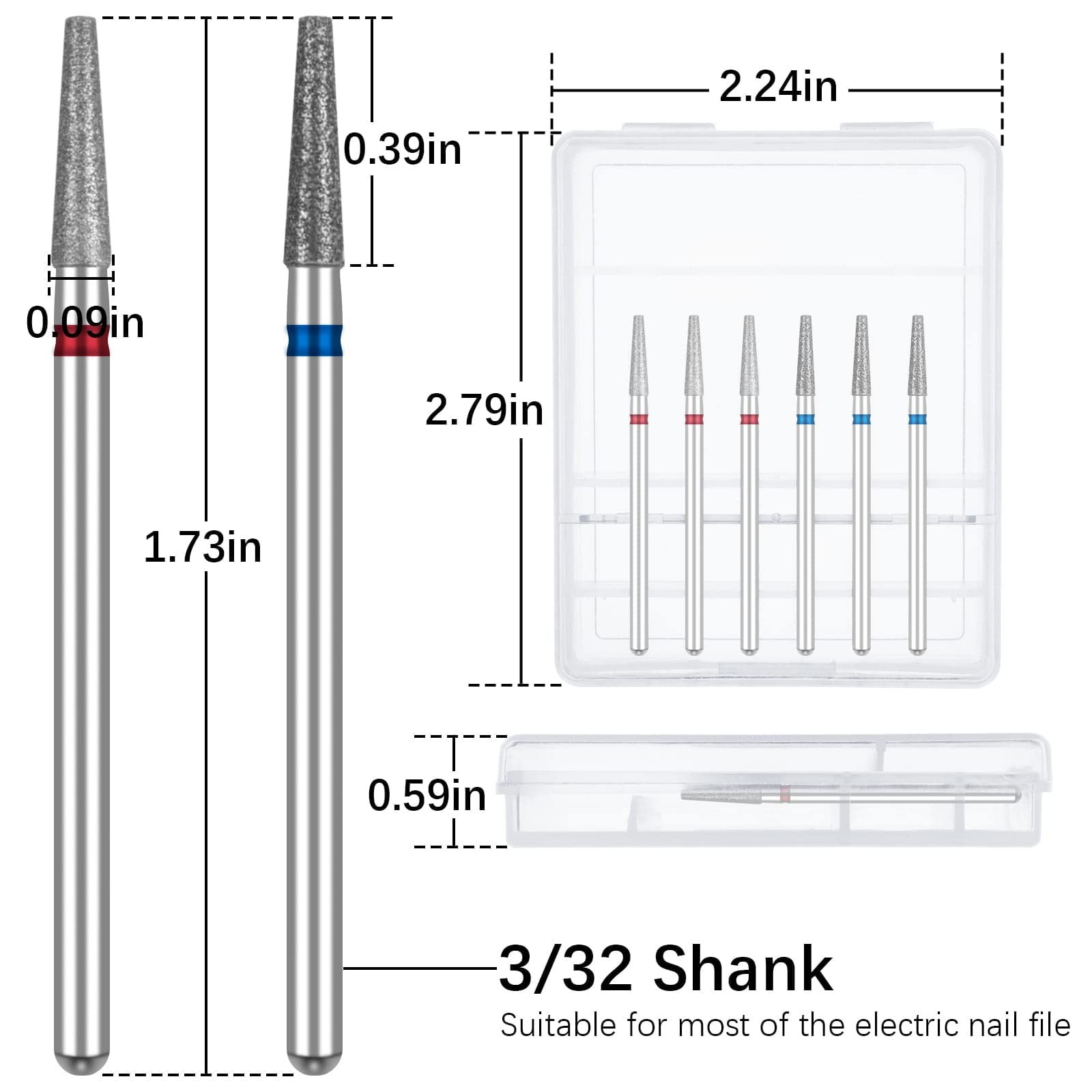 Nail Drill Bits Cuticle Nail Drill Bit Tapered Barrel Cuticle Drill Bits with…