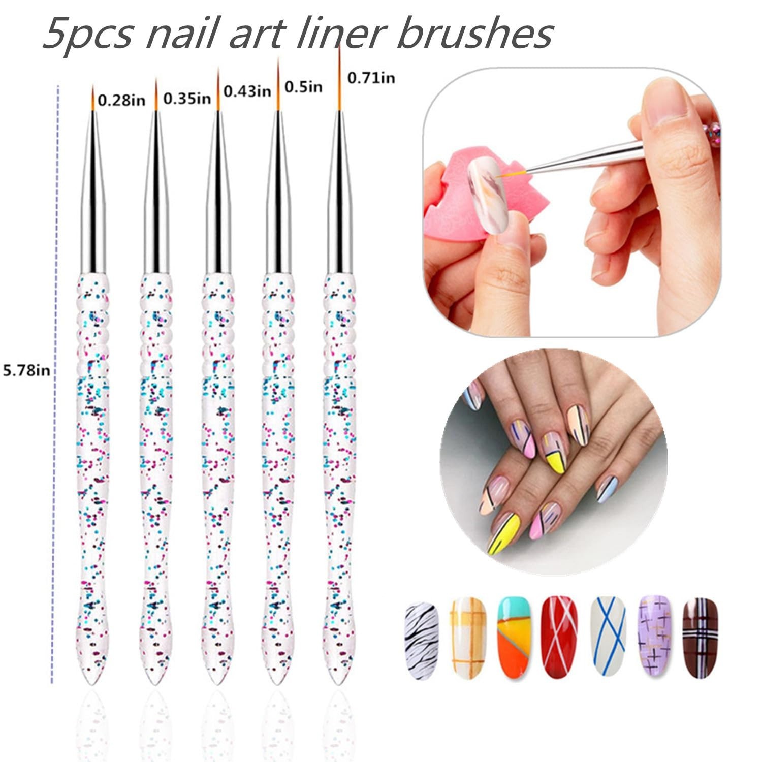 Nail Dotting Tools 10 Pc Kit – 5 Double-End Dotting Tools & 5 Nail Art Brushes