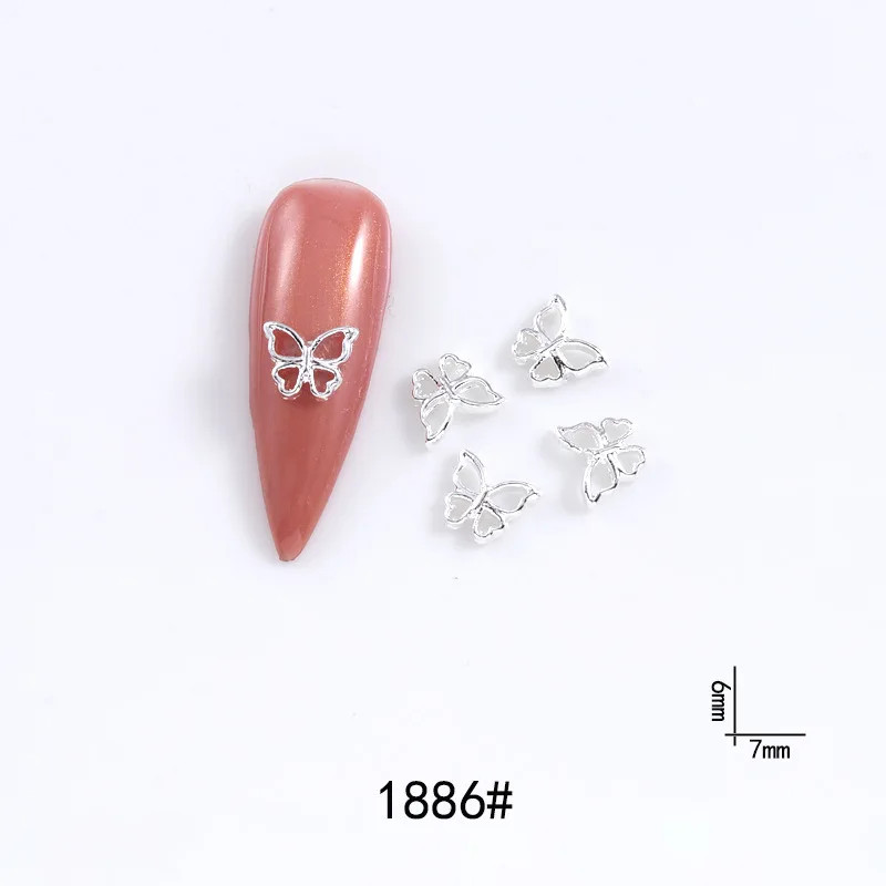 20Pcs Nail Art Butterfly Metal 3D Decals Alloy Gold/Silver/White Butterfly Shape