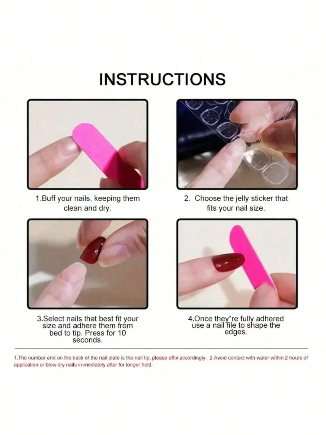 3D Handmade Press-On Nails, Short Square Nude Pink & White French, 10 Pcs, Reusa