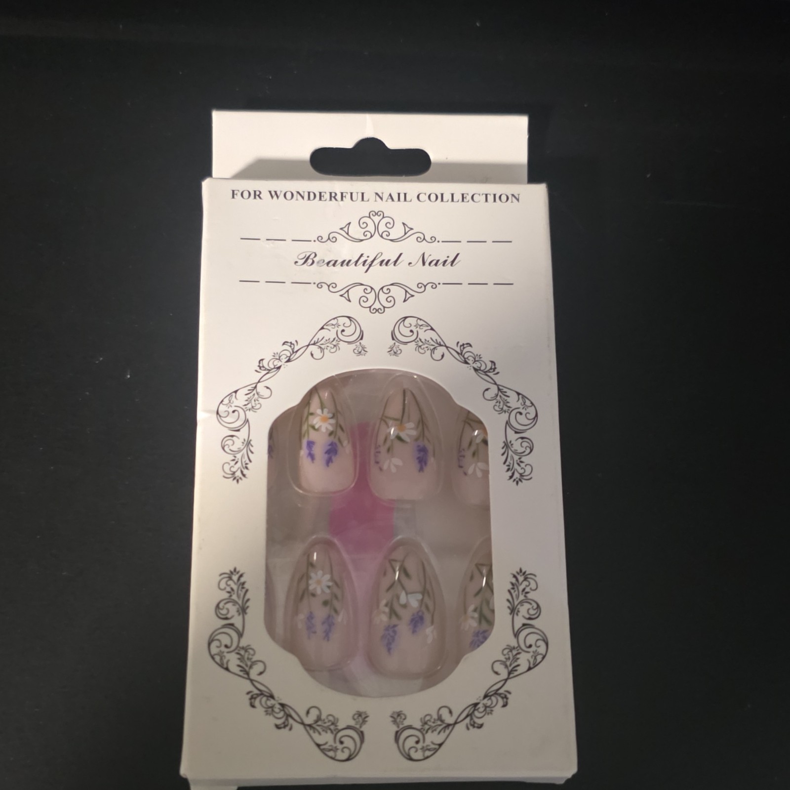 Press-On Nails Pink/White/Purple/Green Floral 3D Pre-Designed Full Cover Oval