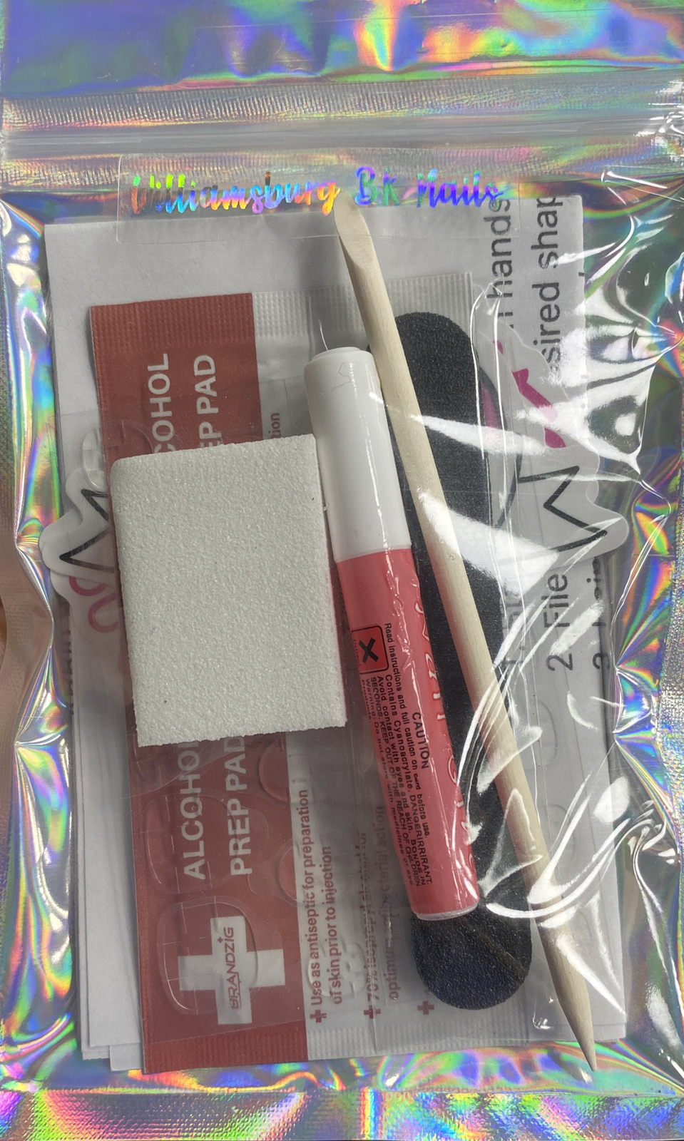 Luxury Gel Press On Nails,Marine W Bling , Long Coffin, 10p Nail Set W/ kit