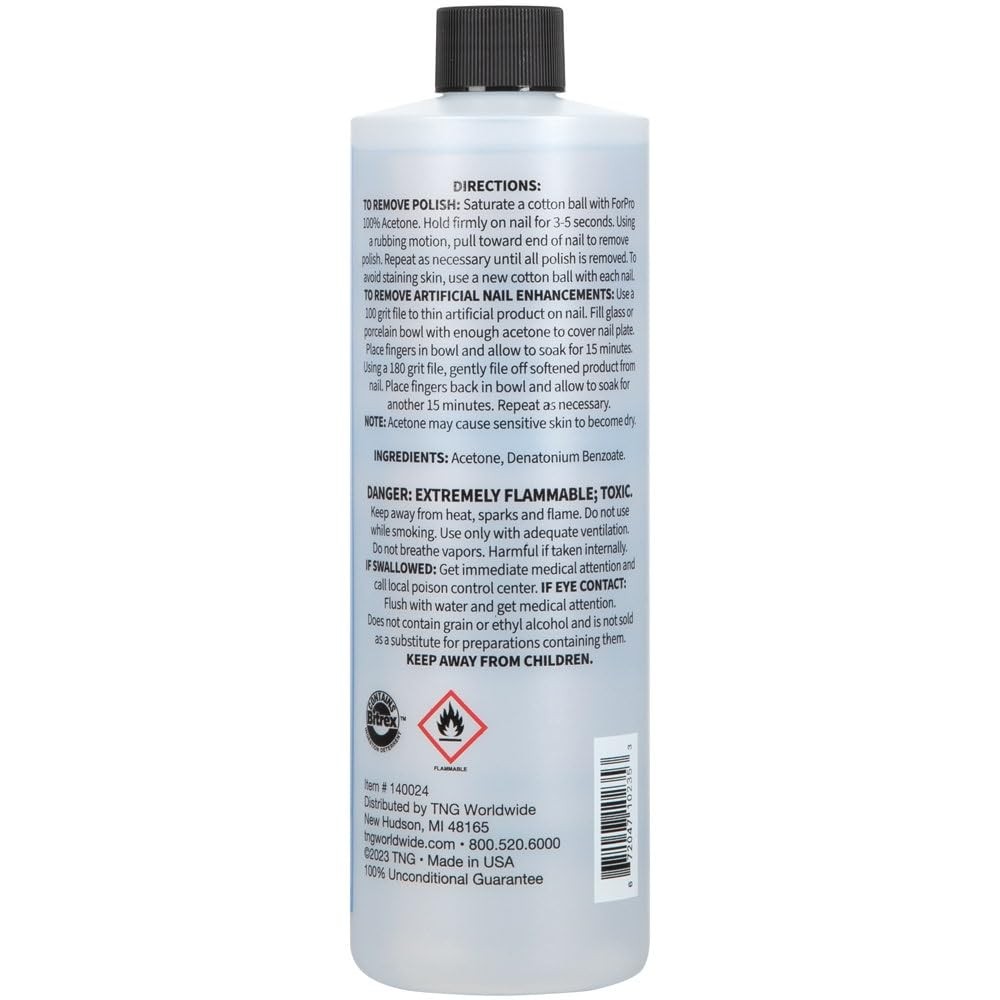 ForPro Professional Collection 100% Pure Acetone, 16 Fl Oz (Pack of 1), Clear