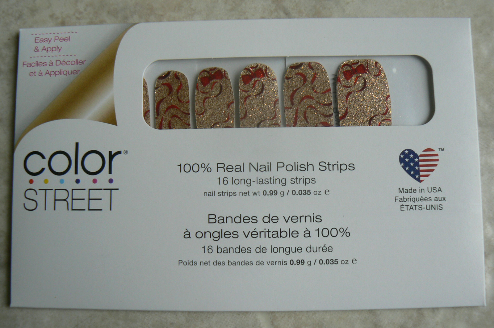 NEW Color Street WINTER BOW-MANCE ribbons,glitter 100% Real Nail Polish Strips