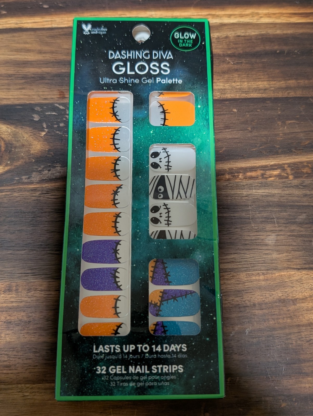 Dashing Diva Gloss Gel Nail Strips – Halloween, Mummy, Spider, Ghosts, Set Of 3