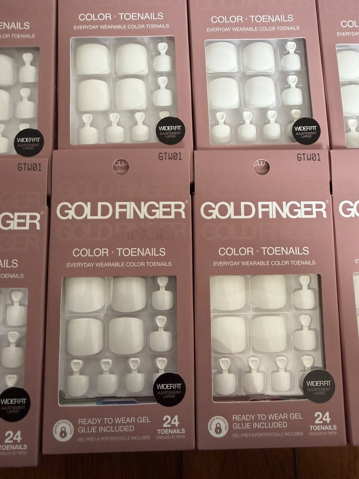 36 Kiss Gold Finger Color Toenails White Wider Fit Ready to Wear Gel NEW