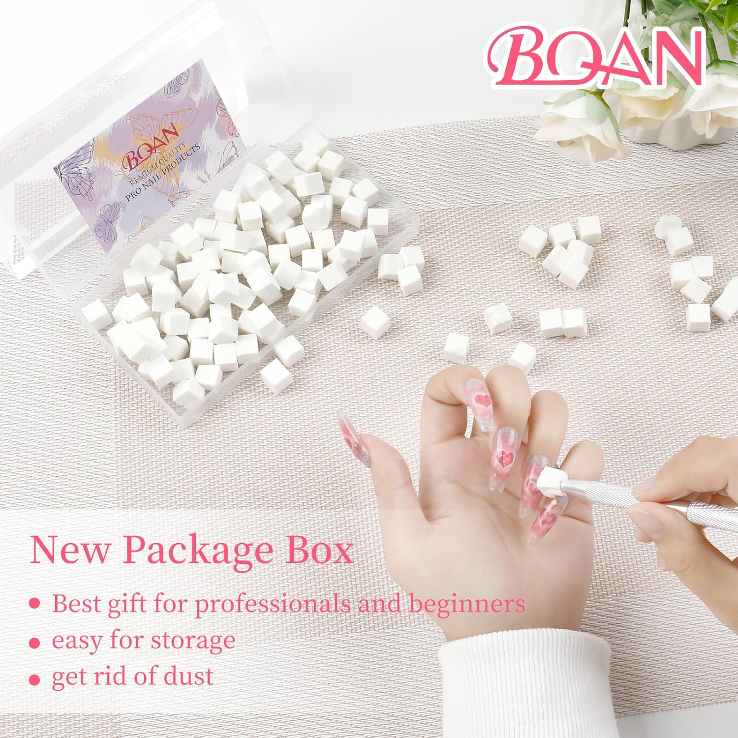 Ombre Nail Sponge Kit 100Pcs w/ Gripper Pen for Gradient Nail Art Design Silver
