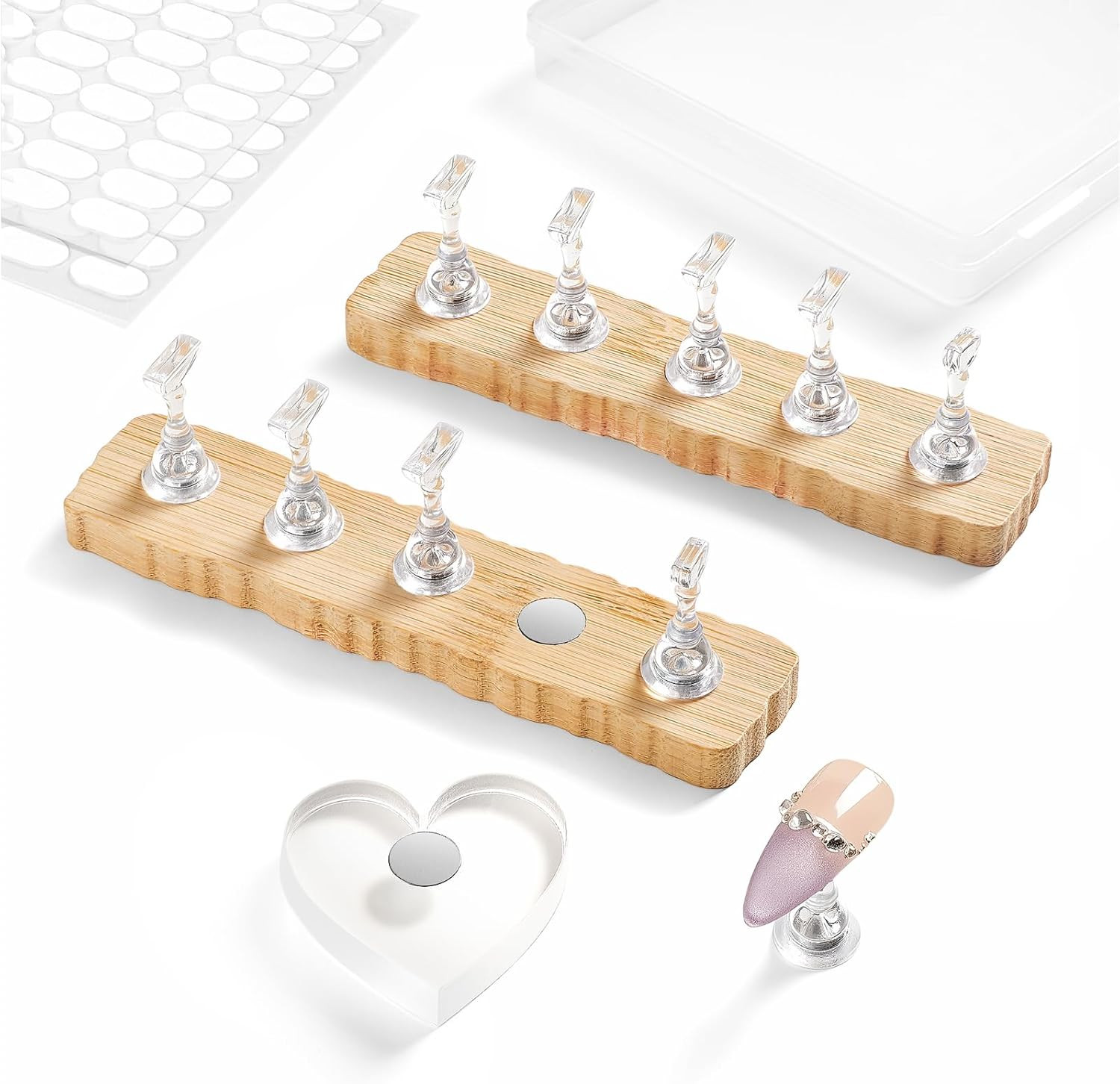Nail Stand for Press On Nails Art Display Practice 2 Sets, 1 Heart Shaped Acryli