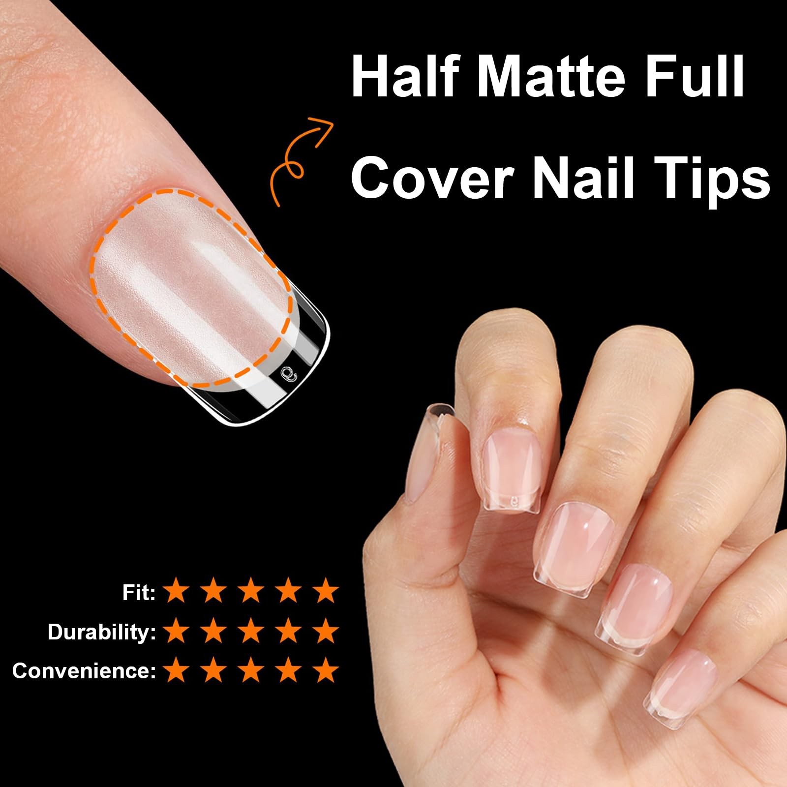 Extra Short Tapered Square Gel Nail Tips 600Pcs 12 Size, Home/Salon