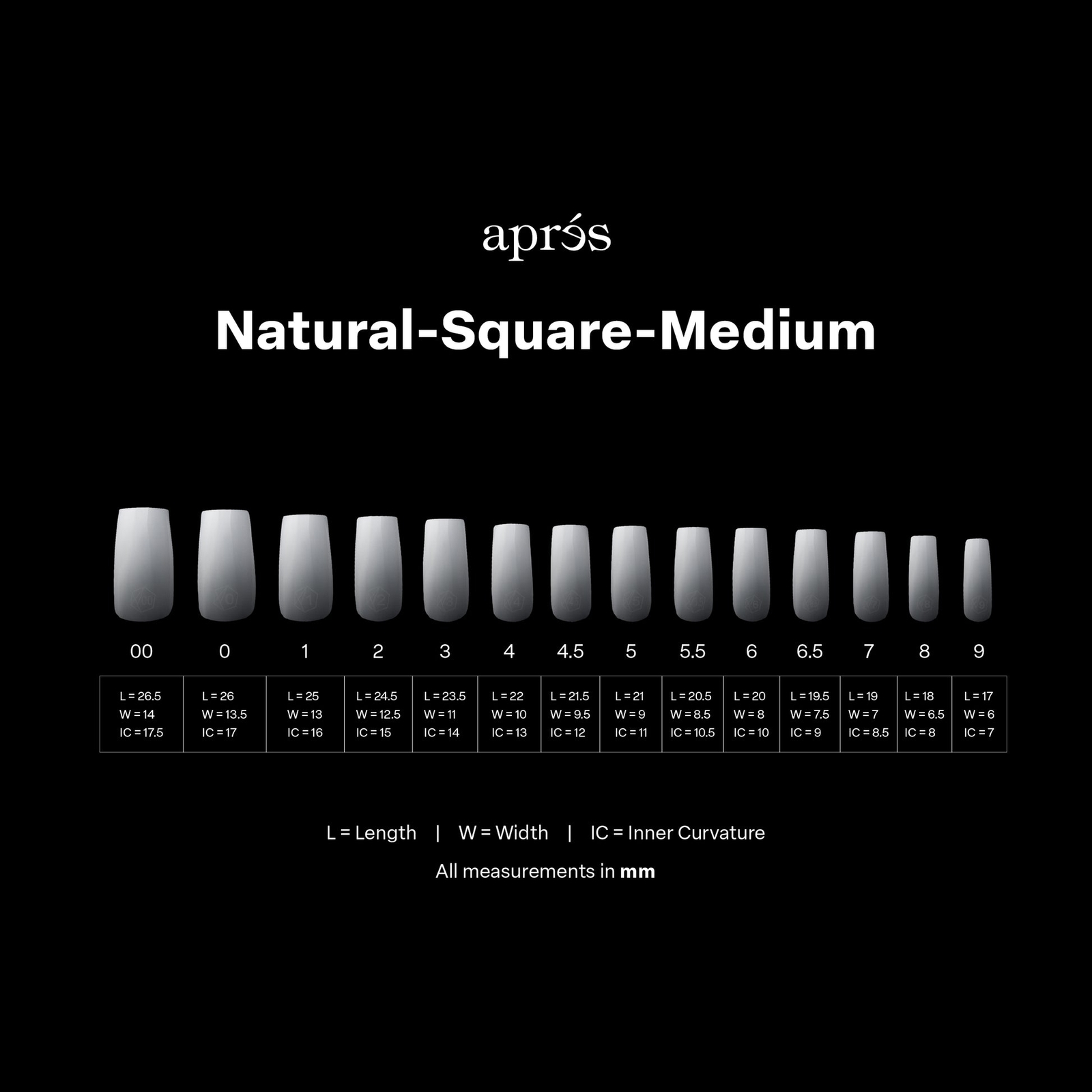 Apres Gel-X Ombre Natural Square Medium Tips Box 14 Sizes 210pc
