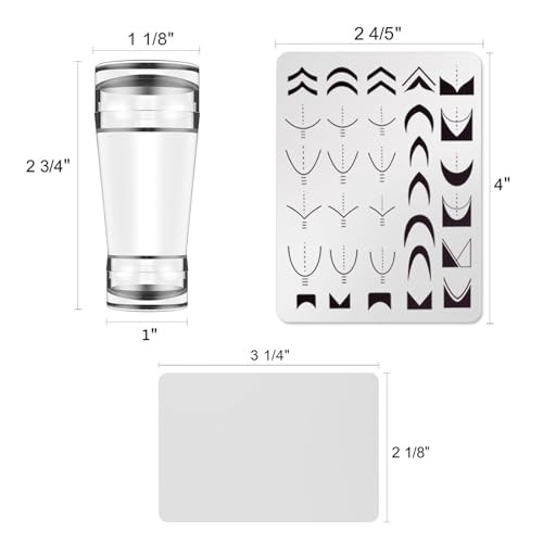 French Line Nail Stamper Plates Kit, 4Pcs Nail French Line Stamper Plates
