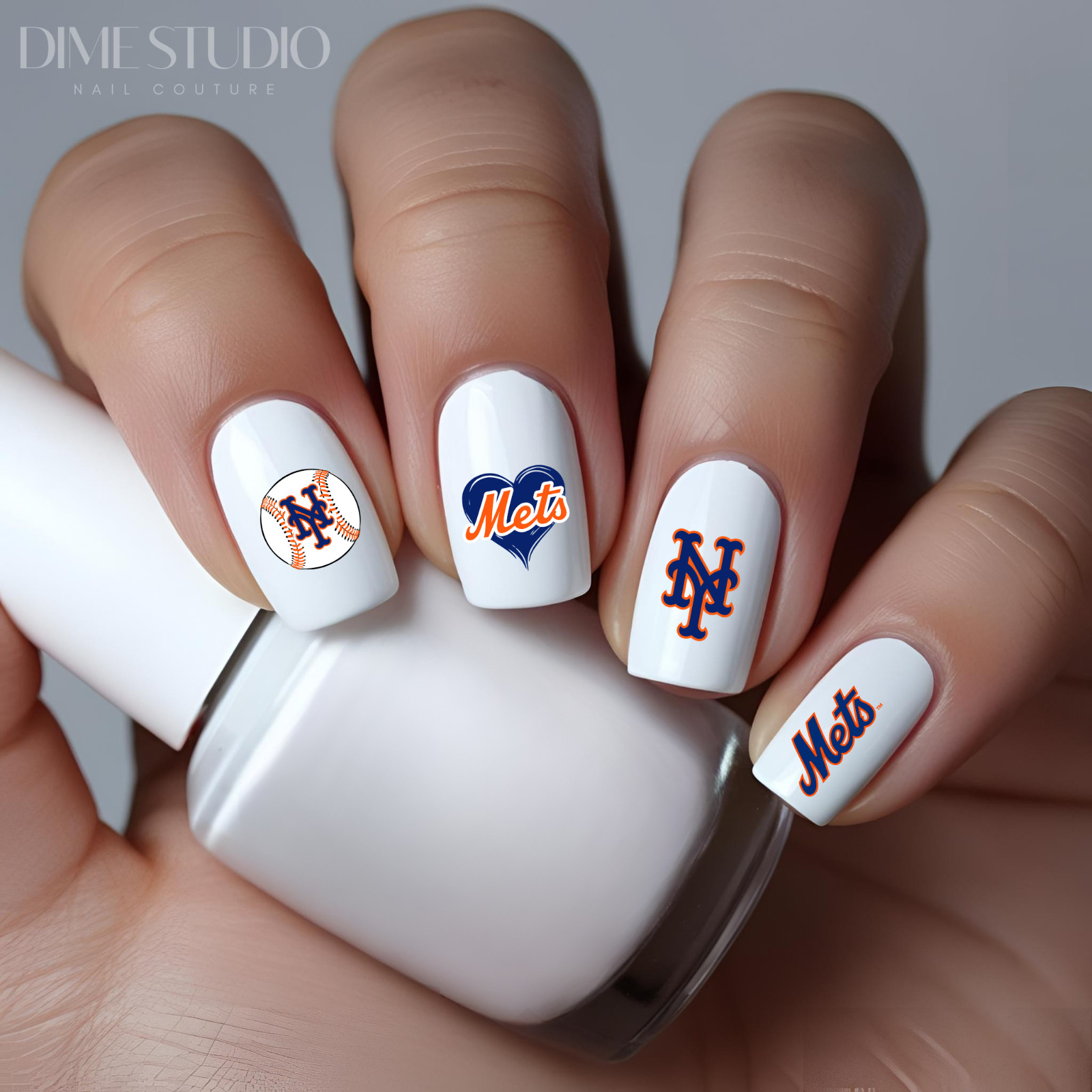 New York Mets Baseball Nail Decals Water Transfer Clear Overlay