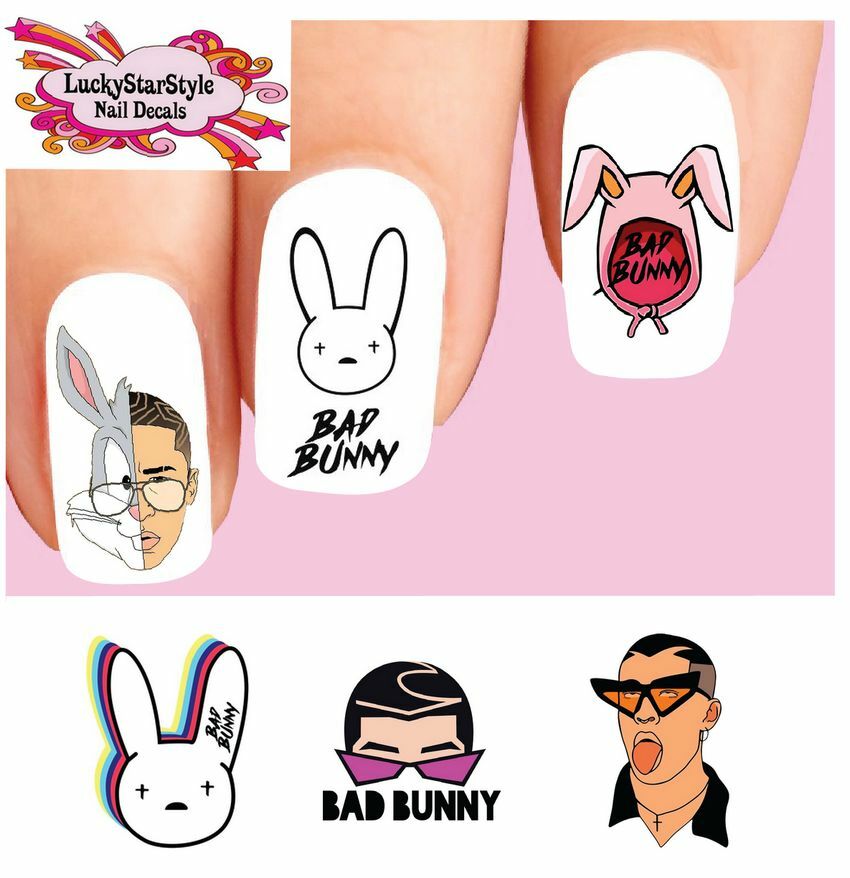 Waterslide Nail Decals Set of 20 – Bad Bunny Assorted