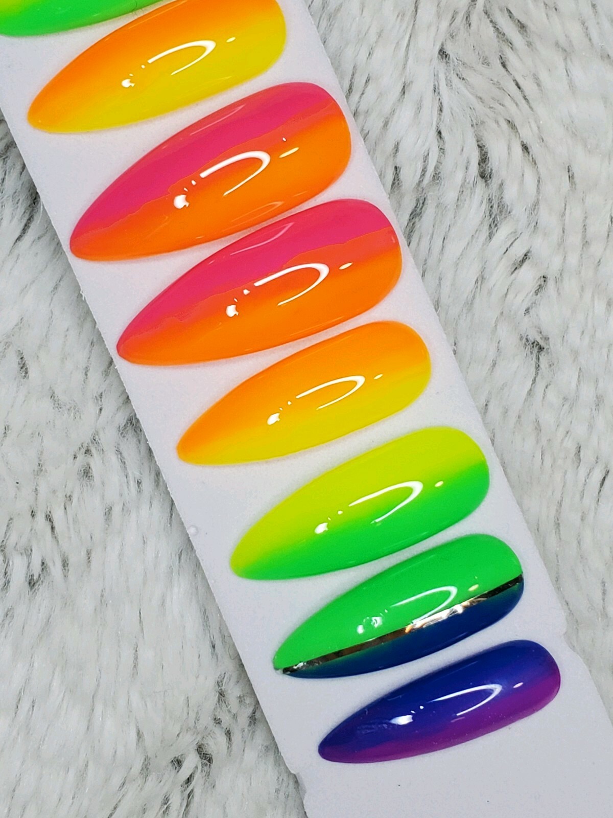 Neon Rainbow ombre stiletto nails Gel Press On nails pride pink orange yellow