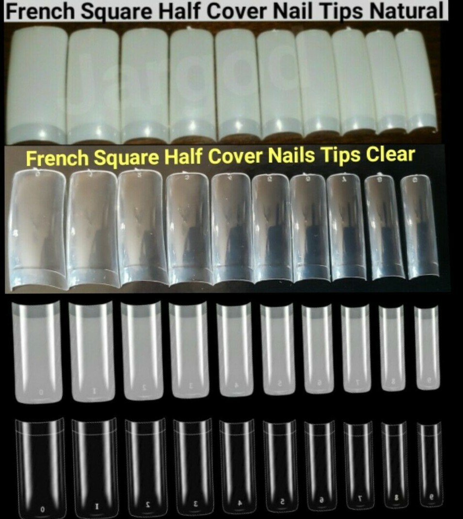 Half Cover French Square Nail Tips False Artificial Nails Acrylic Nail Tips
