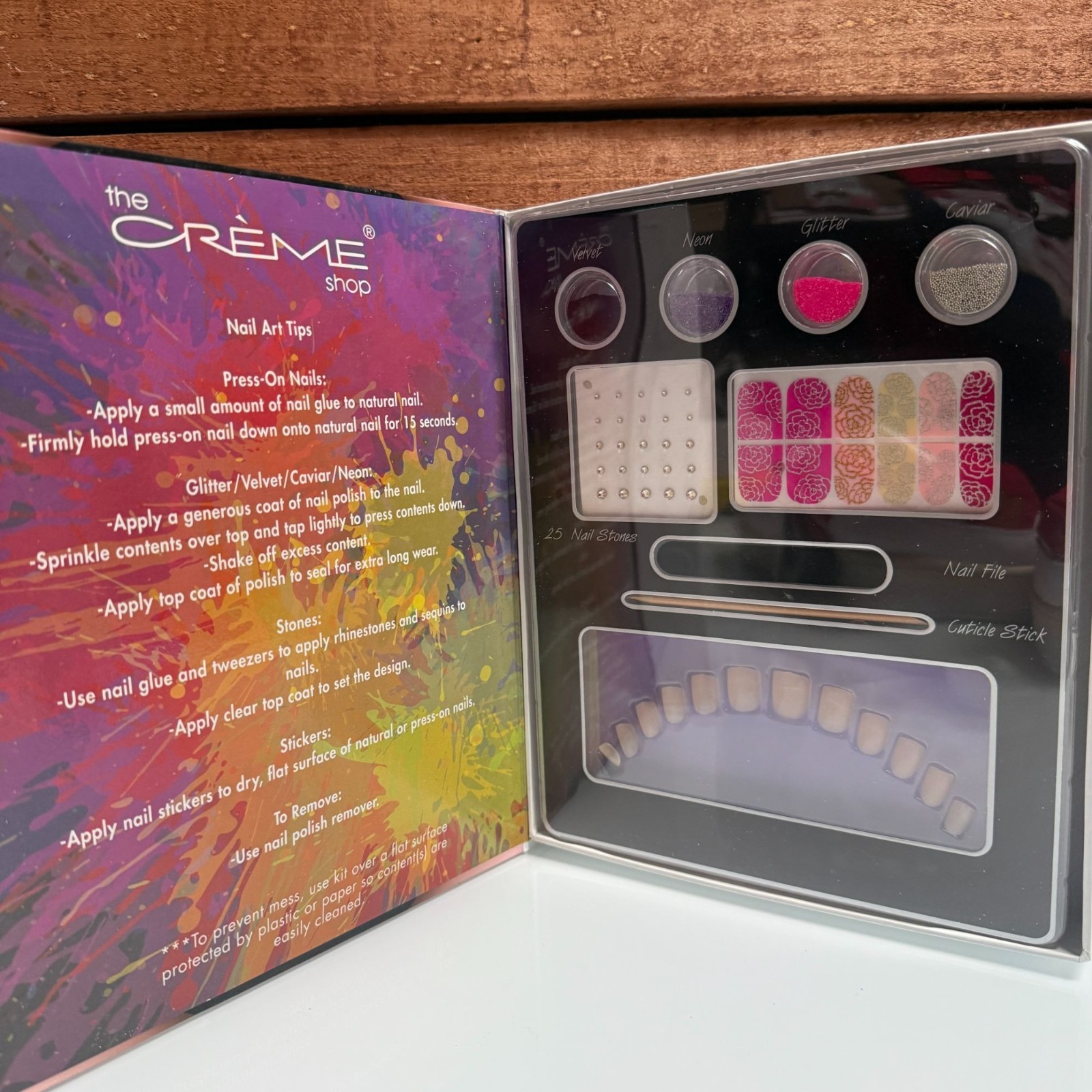 The Creme Shop Ultimate Nail Art Kit Press On Nails Glitter Neon Caviar Set Pro+