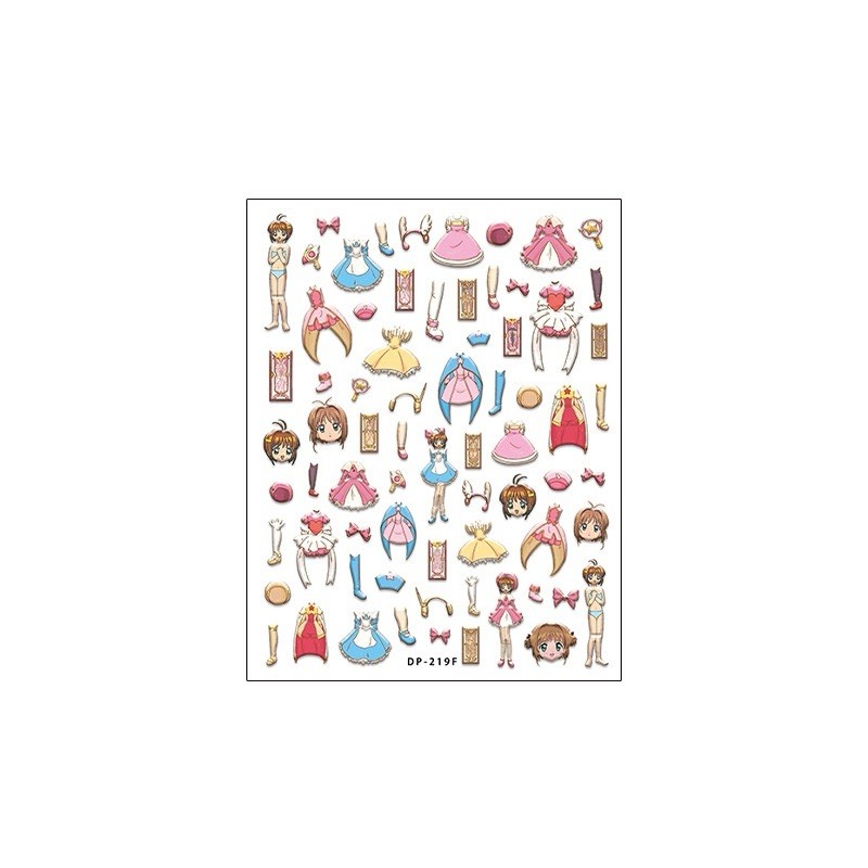 3D Anime Cosplay Outfit Nail Stickers | Cute Magical Girl Dress-Up Decals