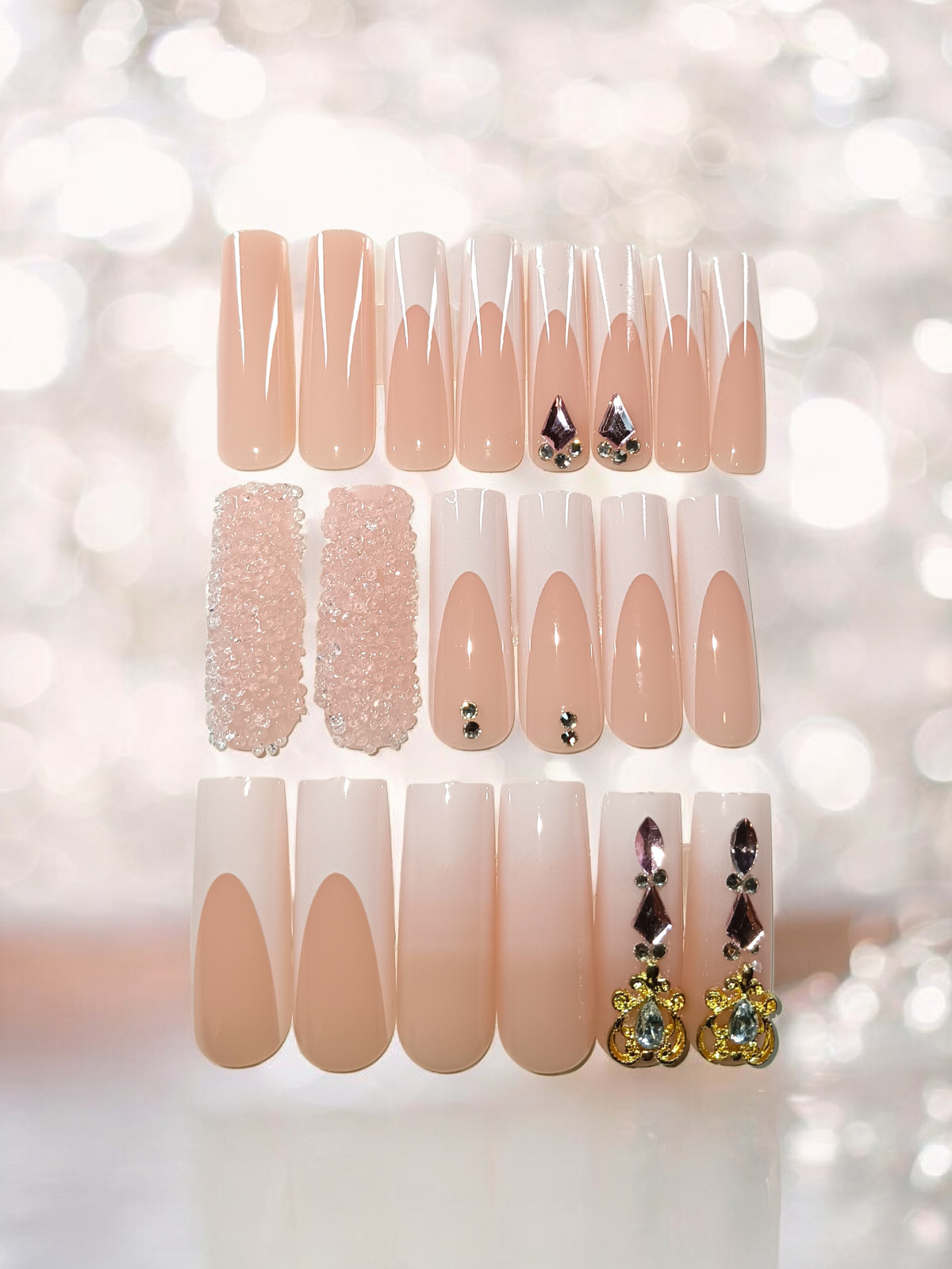 (New) Fashion Pink 3D 24 Count Square Shape Nail Set /W Nail Glue