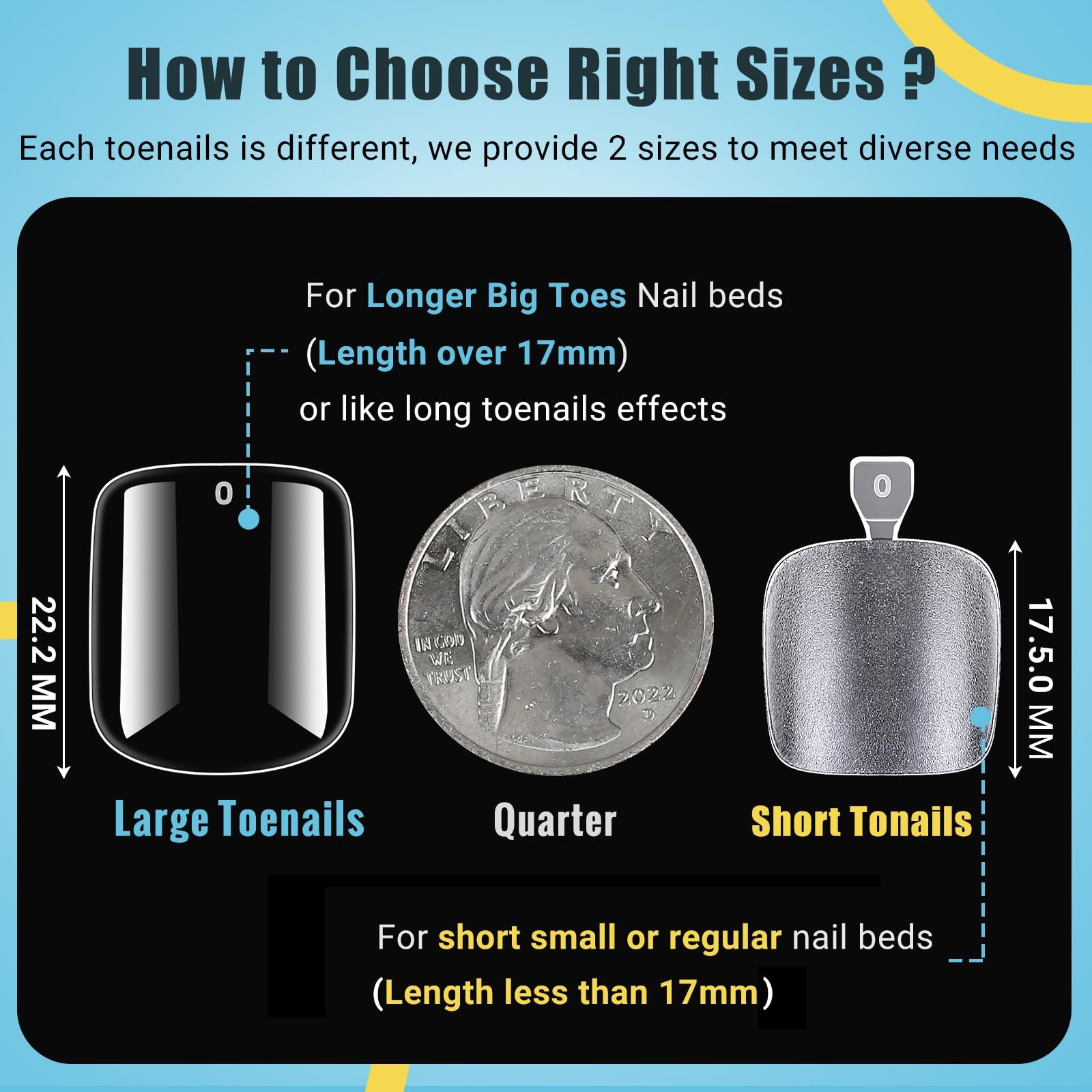 Wide Long Large Gel Toe Nail Tips, SINOKAME Big Fake Toenails Full Cover Nail