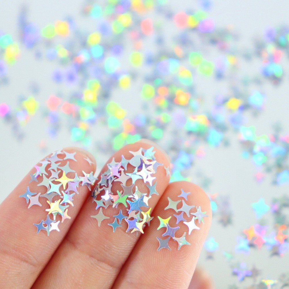 12 Grids Mixed Nail Art Sequins Laser Silver Love Star Glitter Flakes For DIY