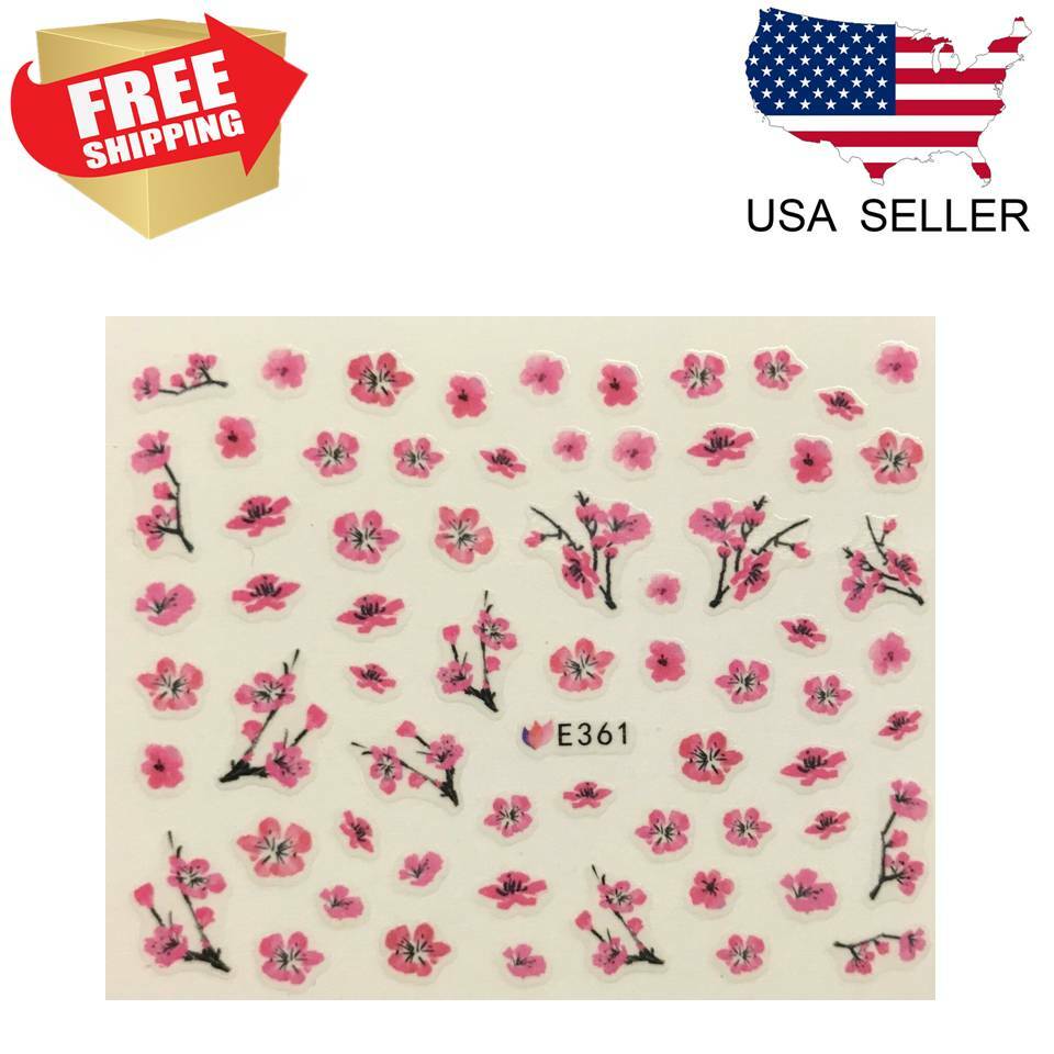 Nail Art 3D Decal Stickers Japanese Cherry Blossom Flower Tree Pink Flower E361