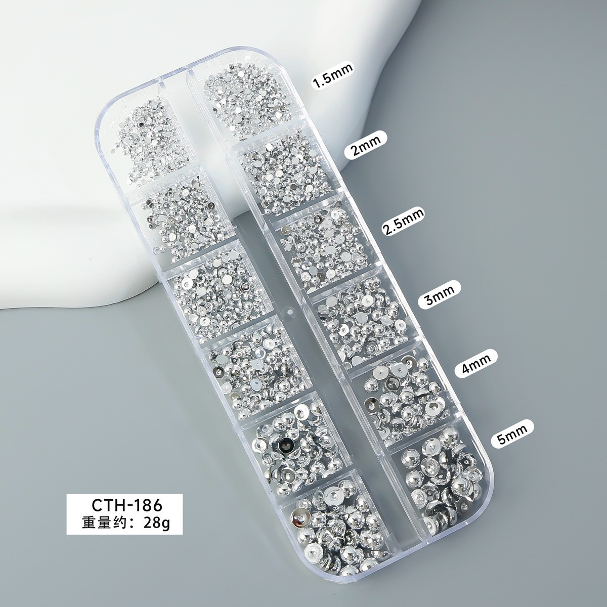 6/12-Grid Nail Steel Beads Set Caviar Beads Gold Silver Half Pearls for Nail Art