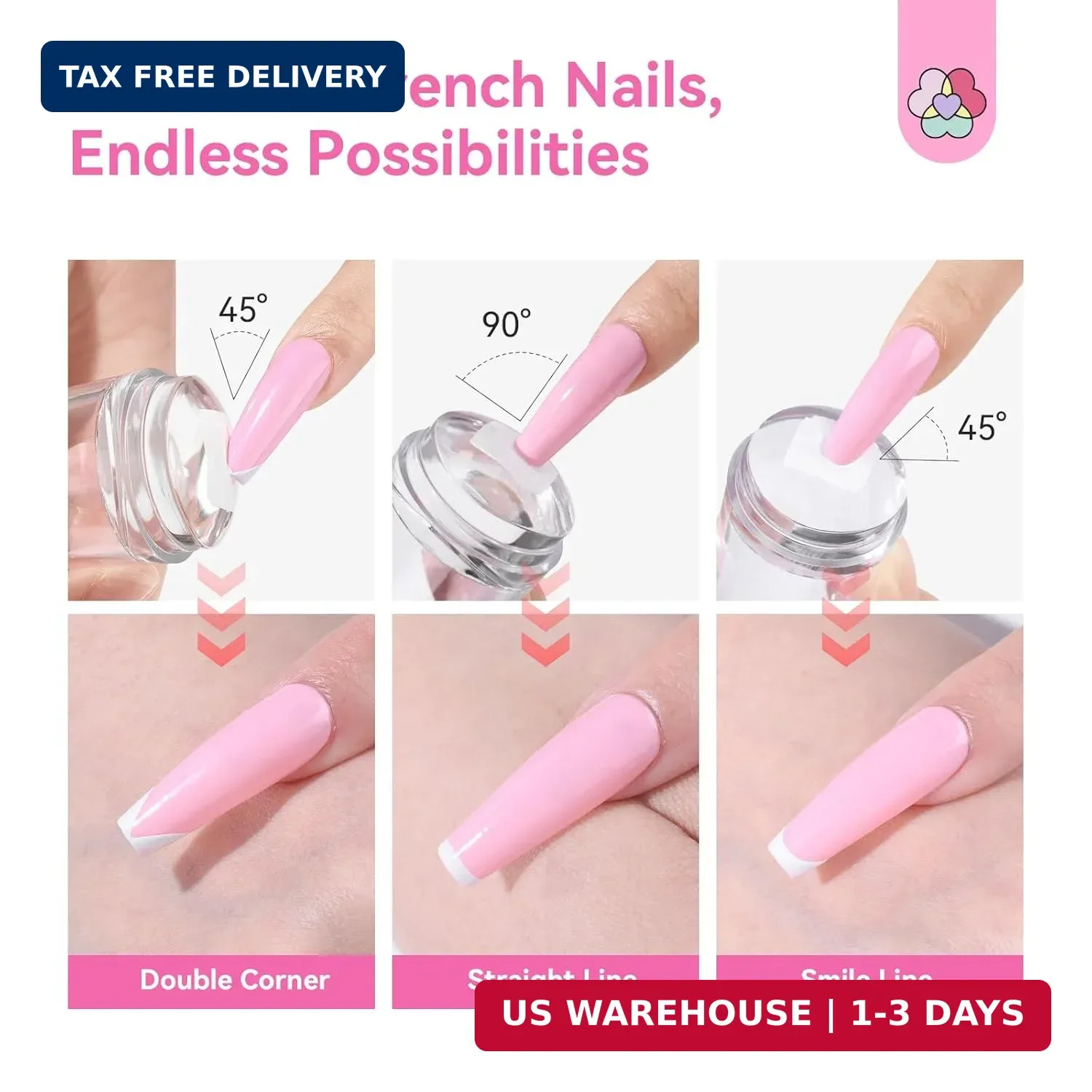 Saviland French Tip Nail Stamp: 4PCS Nail Art Stamper Kit Clear Silicone Nails S