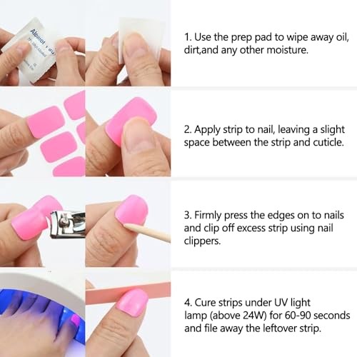 Gold Semi Cured Gel Nail Strips UV/LED Light Needed 20Pcs Cream 29-gold Cream