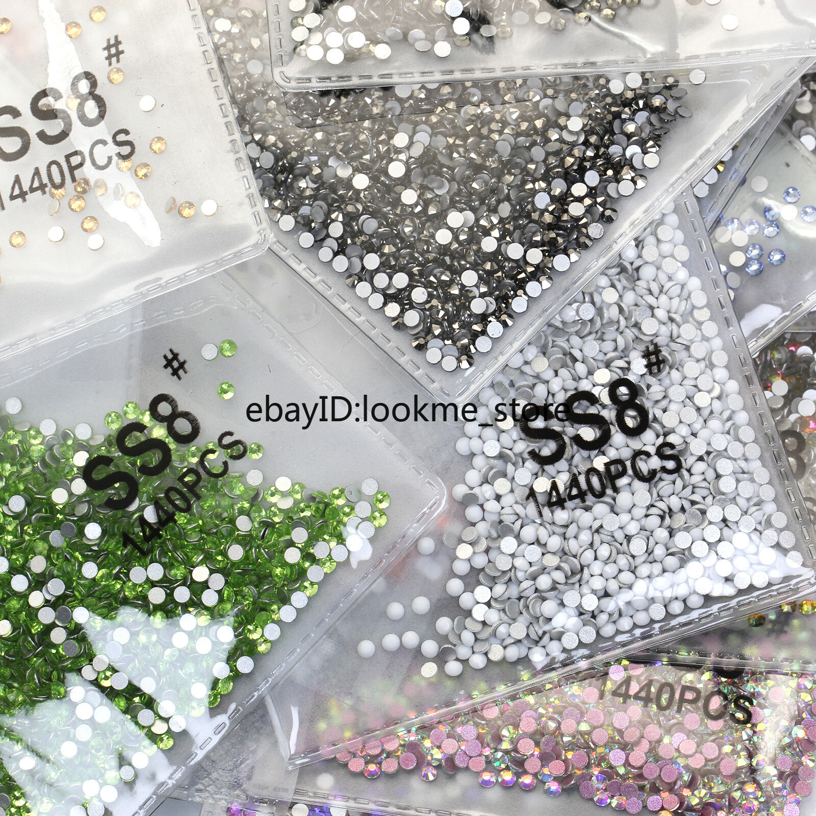 1440pc 2.5mm (ss8) Crystal Glass Rhinestones Flatback Gems Nail Art Crafts Decor