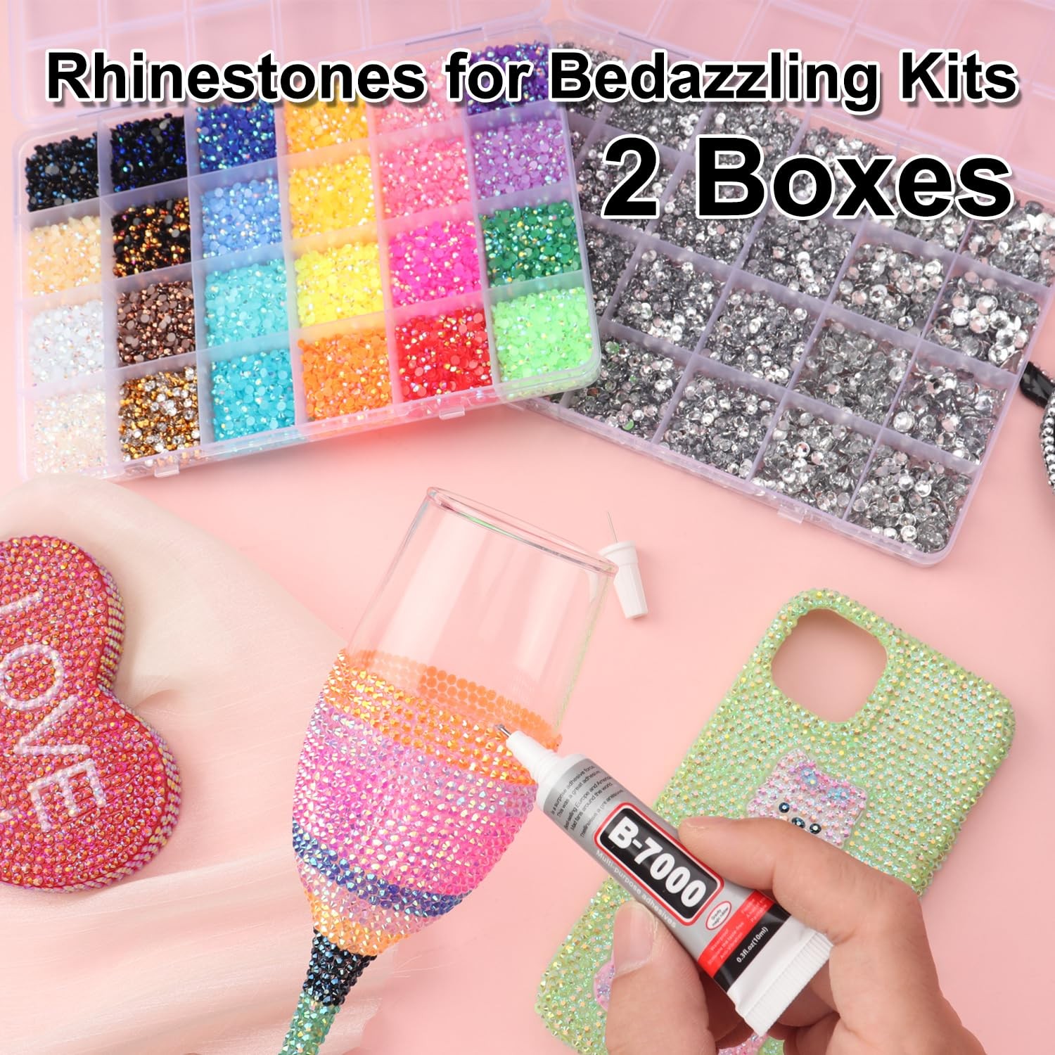 2 Boxes Rhinestones for Bedazzling Kits, Multicolor 3mm & Silver Clear 2/3/4/…