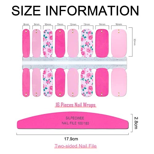 5 Sheets Flower Nail Wraps for Women Nail Polish Strips Flower, Solid Color