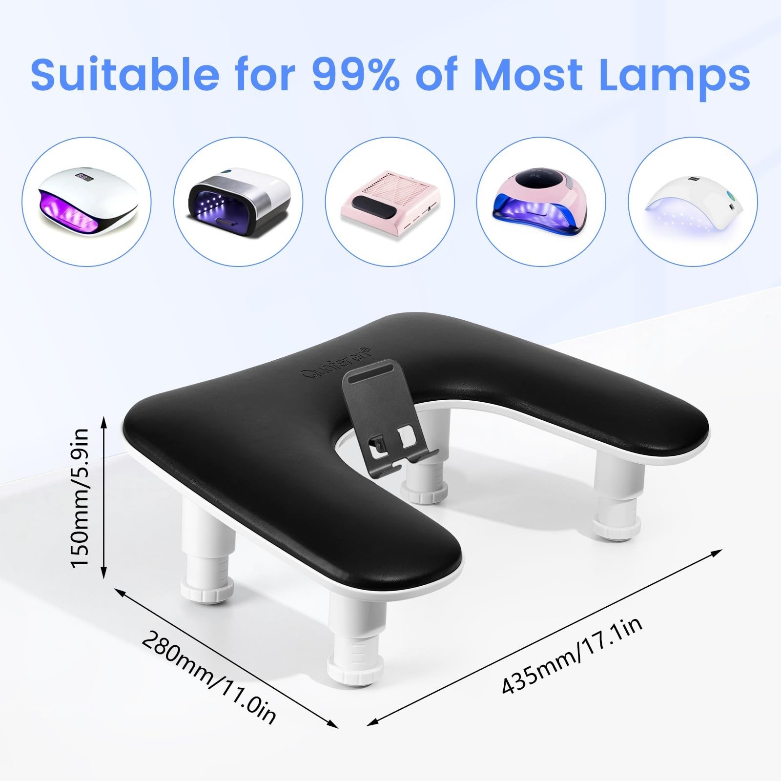 Adjustable Nail Tech Arm Rest with Rotating Phone Stand – U-Shaped Hand Pillow f