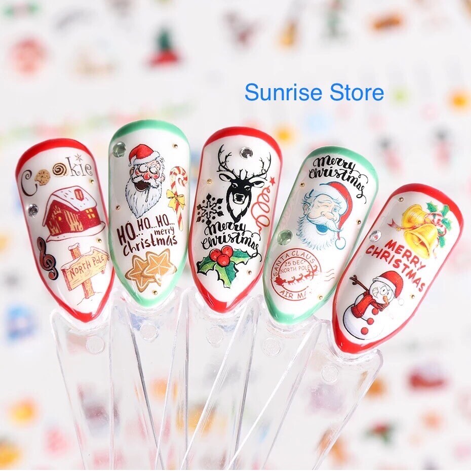 3 Sheets (random) Nail Art Water Transfer Sticker Christmas Santa Snowman Decal