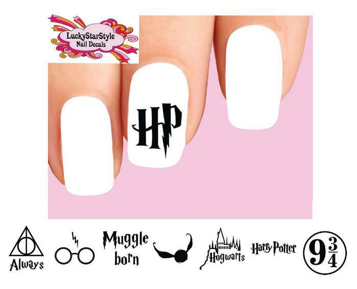 Waterslide Nail Decals Set of 20 – Harry Potter, Hogwarts, Quidditch Assorted