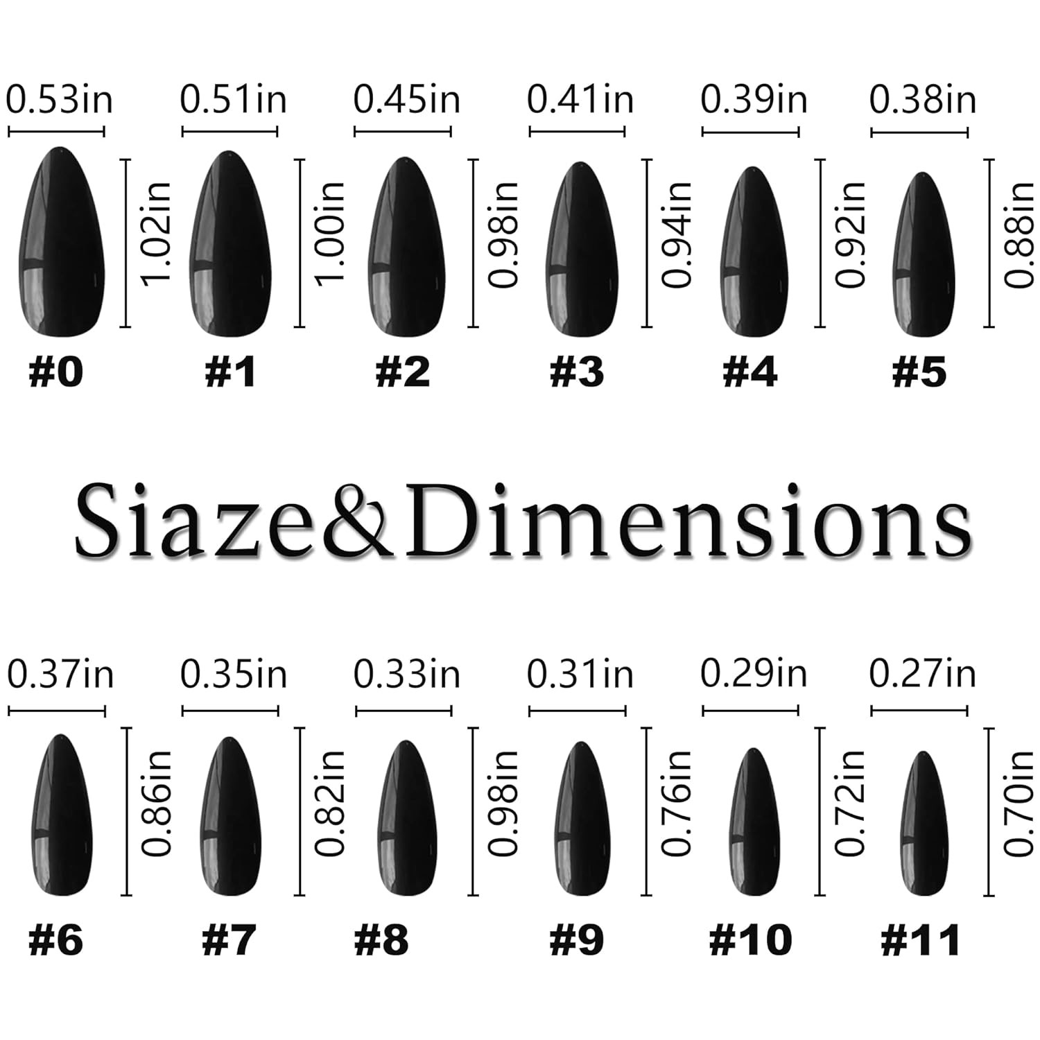 576pcs Almond Press on Nails Medium Fake Nails Full Cover Short Stiletto Nails P