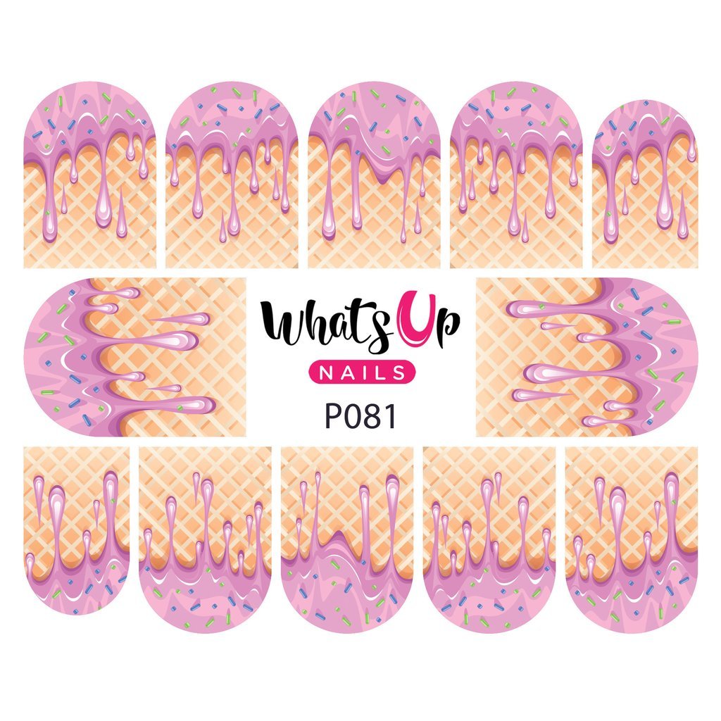 P081 Yum Yum Ice Cream Water Decals Sliders for Nail Art Design