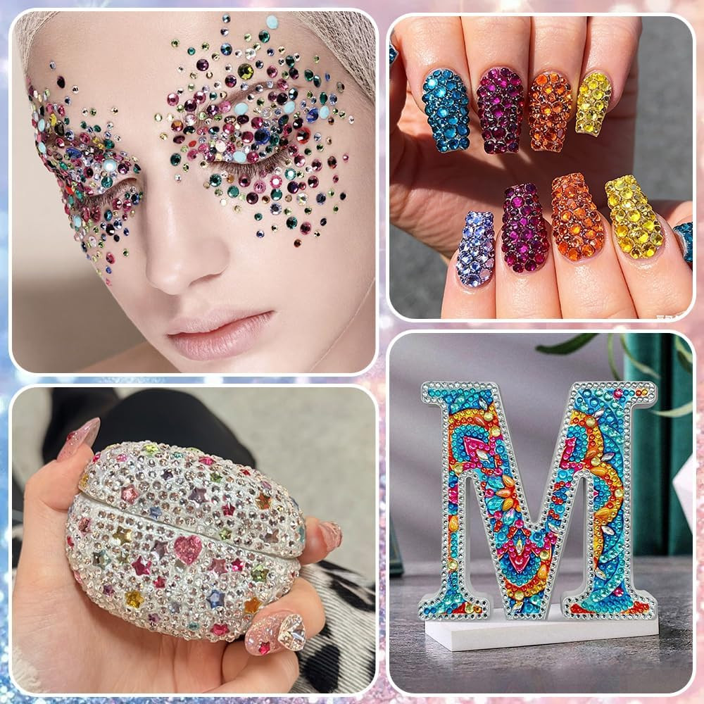 JOLCEEY 34000Pcs Nail Art Rhinestones, 28 Colors 3Mm Flat Back Nail Gems Crystal