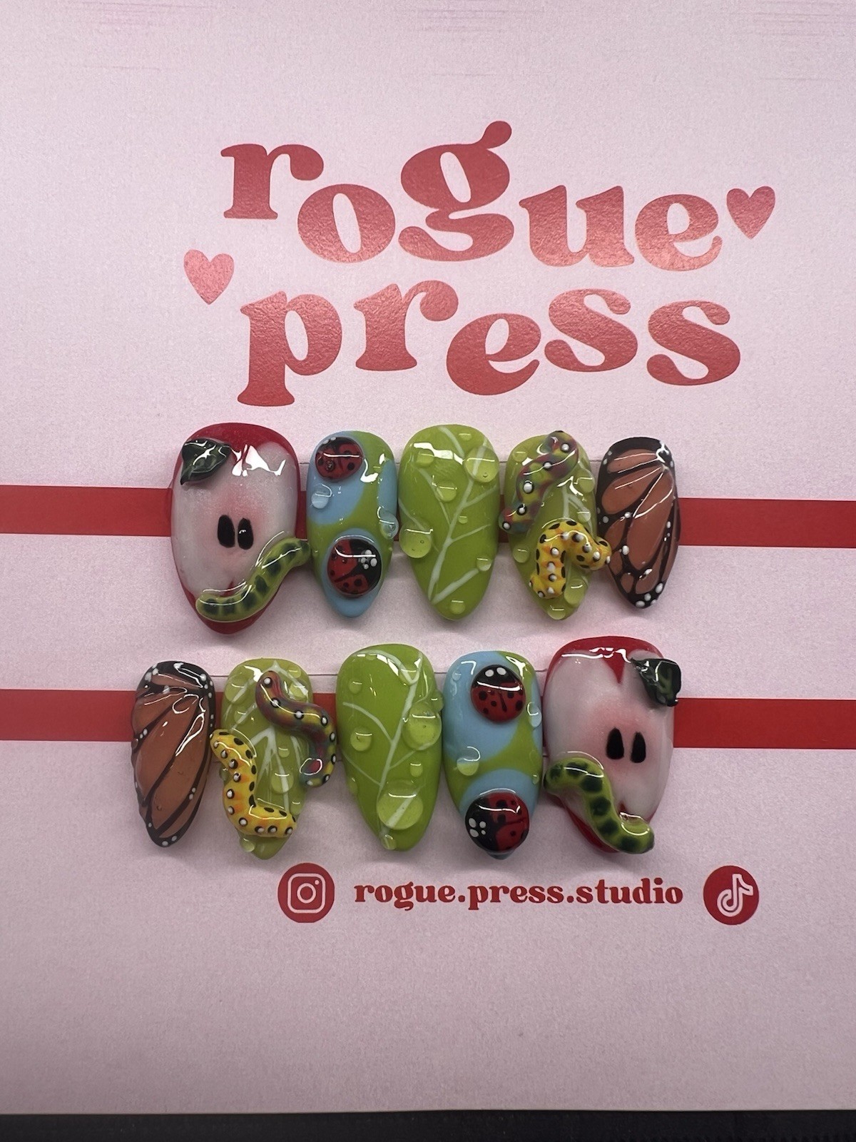Custom Gel Press-On Nails Handmade 10-Piece