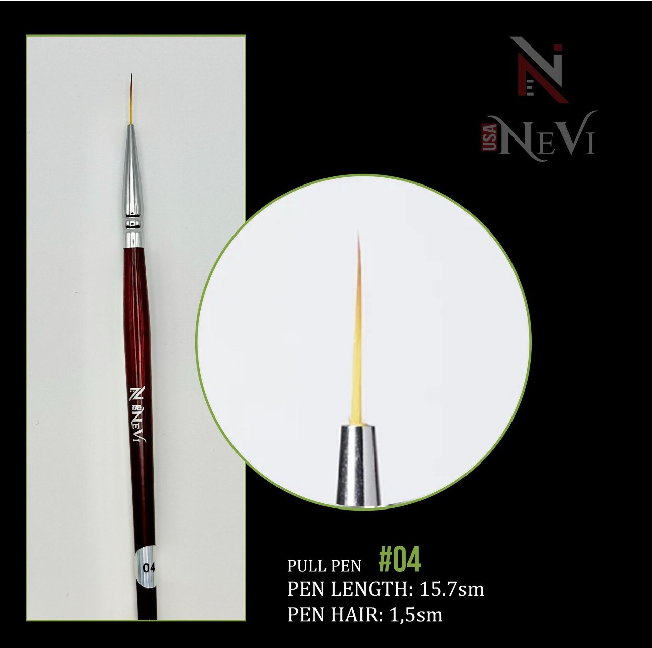 3PCS Nail Art Liner Brushes-NeVi USA Super Fine Striper Brush Set for Long Line
