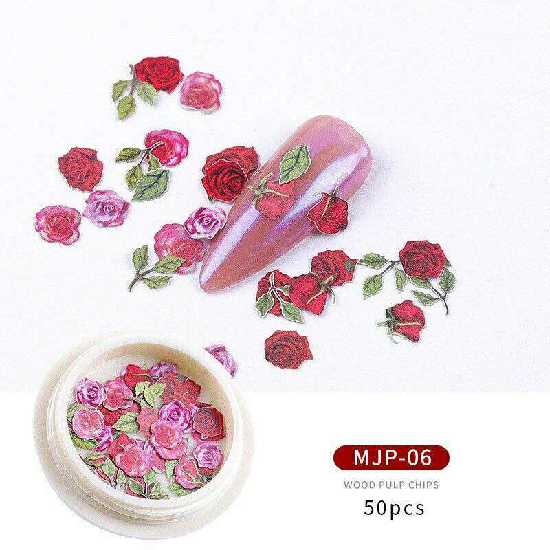 Nail Art Decor Flowers Summer Decoration 50Pcs Slice Flakes Nail Polish Tips Gel