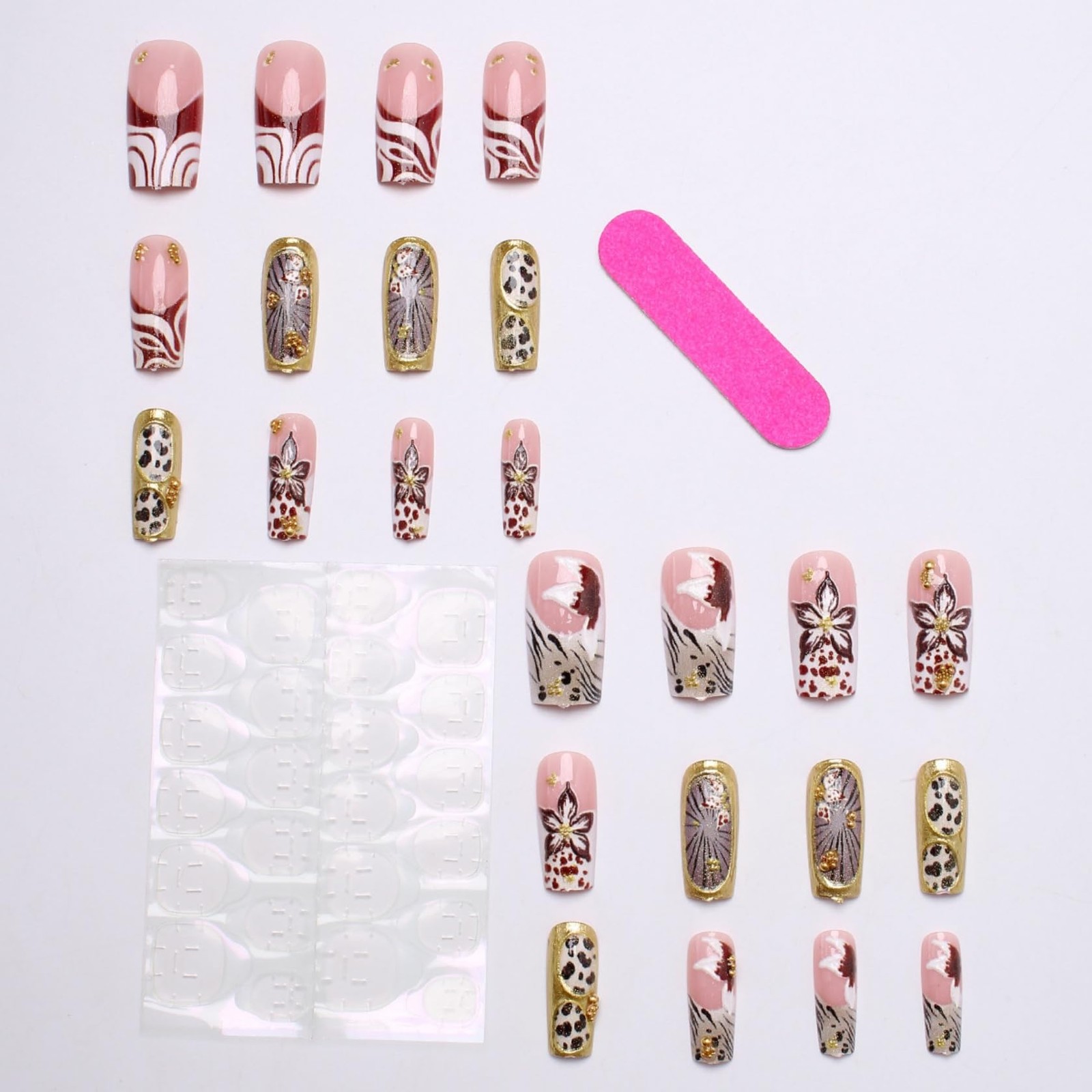Kcjckcdd Leopard Flower Nail Set