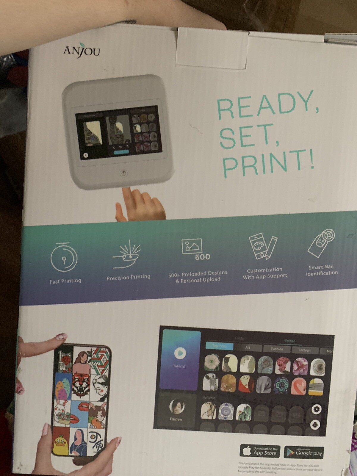 Anjou Smart Wi-Fi Nail Printer W/ Fast Printing & Auto Finger Size Recognition
