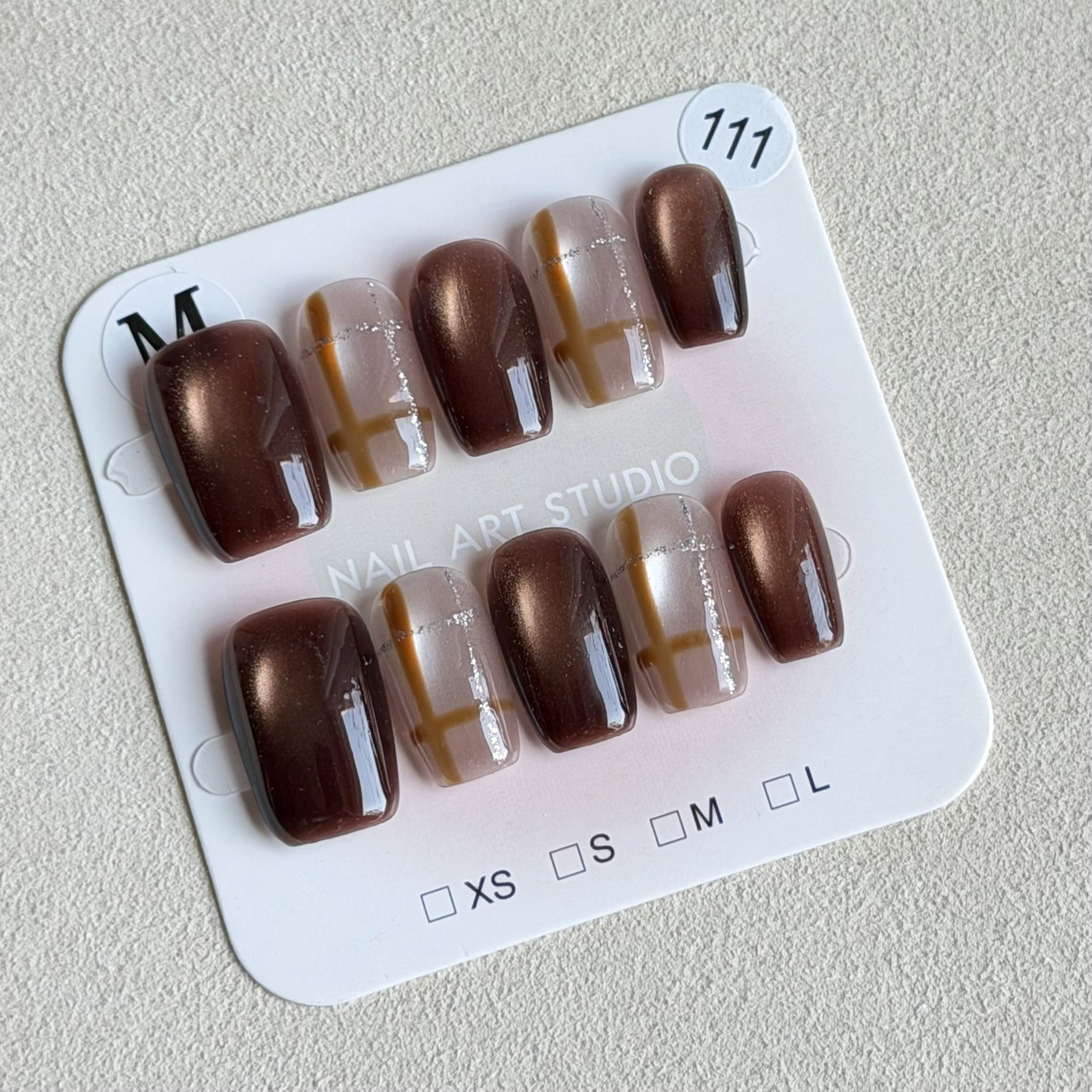 Unique Handmade Press-On Nails Size M | One of a Kind Set, Reusable 111